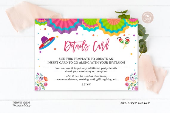 EDITABLE Details Card Template Nacho Average Bridal Shower Details Card Fiesta Baby Shower Insert Card Gift Registry PRINTABLE DOWNLOAD