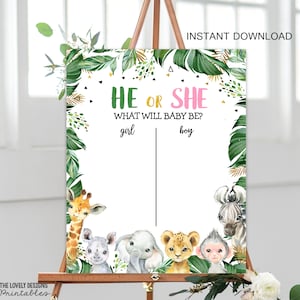Jungle Gender Reveal Cast Your Vote Sign Jungle What Will Baby Be Sign Safari Baby Gender Guessing Game Gender Prediction INSTANT DOWNLOAD