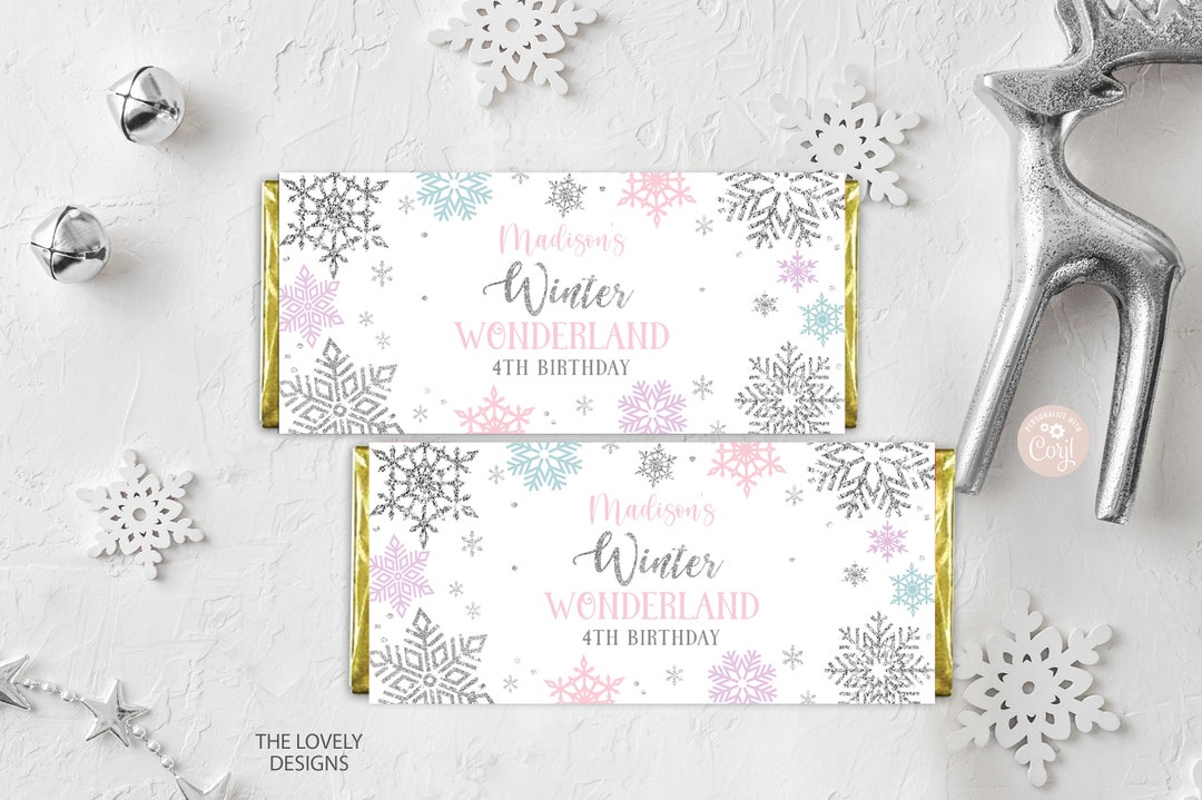 EDITABLE Winter Wonderland Candy Bar Wrapper Winter Birthday Party ...