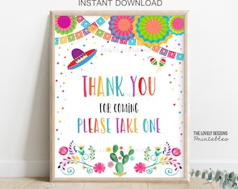 Thank You Please Take One Sign Fiesta Birthday Sign Mexican Party