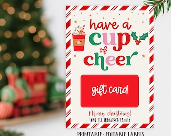 Christmas Coffee Gift Card Holder printable, Teacher Christmas Gift Card, Cowoker Employee Christmas Coffee Gift Card