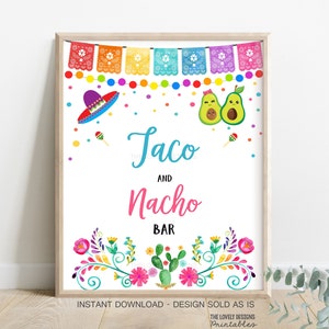 Taco and Nacho Bar Sign Fiesta Baby Shower Señor or Señorita Gender ...