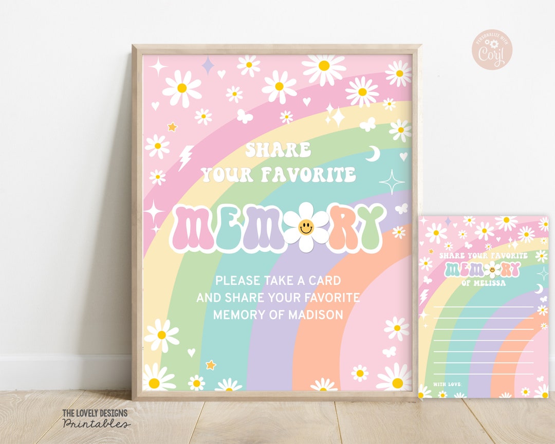EDITABLE Share a Memory Card Sign Template Favorite Memory Groovy ...