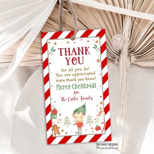 Editable Elf Thank You Tag: Christmas Party Favor (PRINTABLE DOWNLOAD)