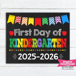 Erster Tag im Kindergarten Schild: Kreidetafel Fotorequisite (Digital Printable, INSTANT DOWNLOAD)