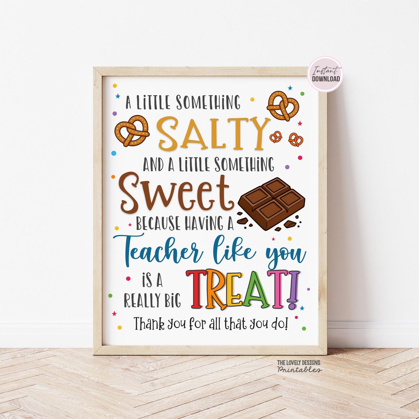 Teacher Appreciation Sign, Chocolate Pretzel Thank You Sign, Something ...