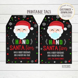 Etiquetas de jabón navideñas imprimibles, etiqueta de regalo para difundir alegría y no gérmenes, etiqueta de Papá Noel editable, etiquetas de jabón navideñas, etiquetas de regalo para maestros de Navidad