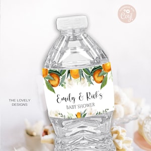 Editable Little Cutie Water Bottle Label Little Cutie Baby Shower Labels Orange Clementine A Little Cutie on the Way PRINTABLE DOWNLOAD