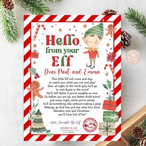 BEWERKBARE elf Hallo brief kerstman elf eerste aankomst brief welkom kerst elf ik ben terug brief elf bezoek brief AFDRUKBARE DOWNLOAD