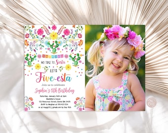 Editable Fiesta Invitation Five-esta Birthday Invitation Fiesta 5th Birthday Invitation Fiesta Mexican Party PRINTABLE DOWNLOAD FD2