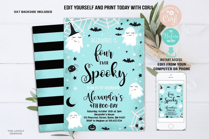 Sursurprise 'Four Ever Spooky' Geburtstagsbanner – Orange, Lila, Grün, Für Halloween & 4. Geburtstag