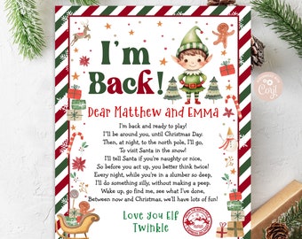 Editable I'm Back Letter Elf Boy Return Hello from your Elf Arrival Letter Santa's Welcome Christmas Elf Letter to Kids PRINTABLE DOWNLOAD
