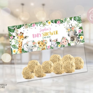 Jungle Baby Shower Treat Bag Topper: Safari Animals, Editable (Digital Download)
