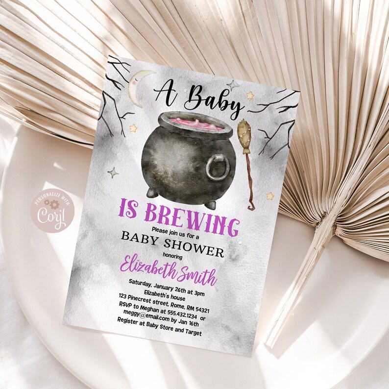 Halloween Baby Shower Invitation A Baby is Brewing Shower Etsy