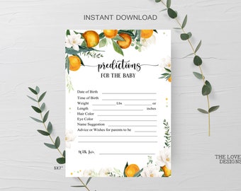 Orange Predictions Game Little Cutie Baby Shower Orange Clementine Citrus A Little Cutie on the Way Baby Shower Activity INSTANT DOWNLOAD