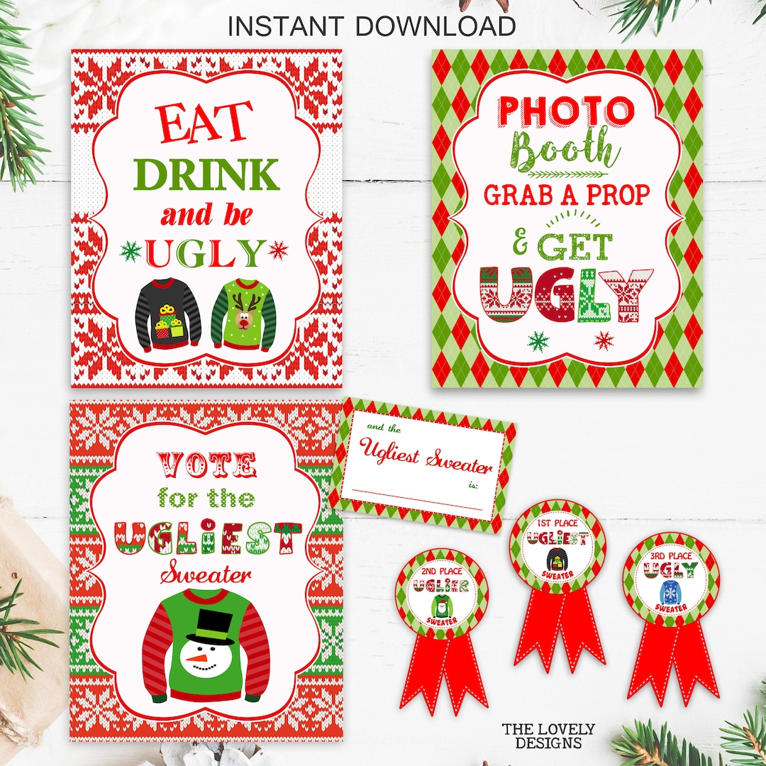 Ugly Sweater Party Ugly Sweater Party Decorations Signs Ugly Sweater ...