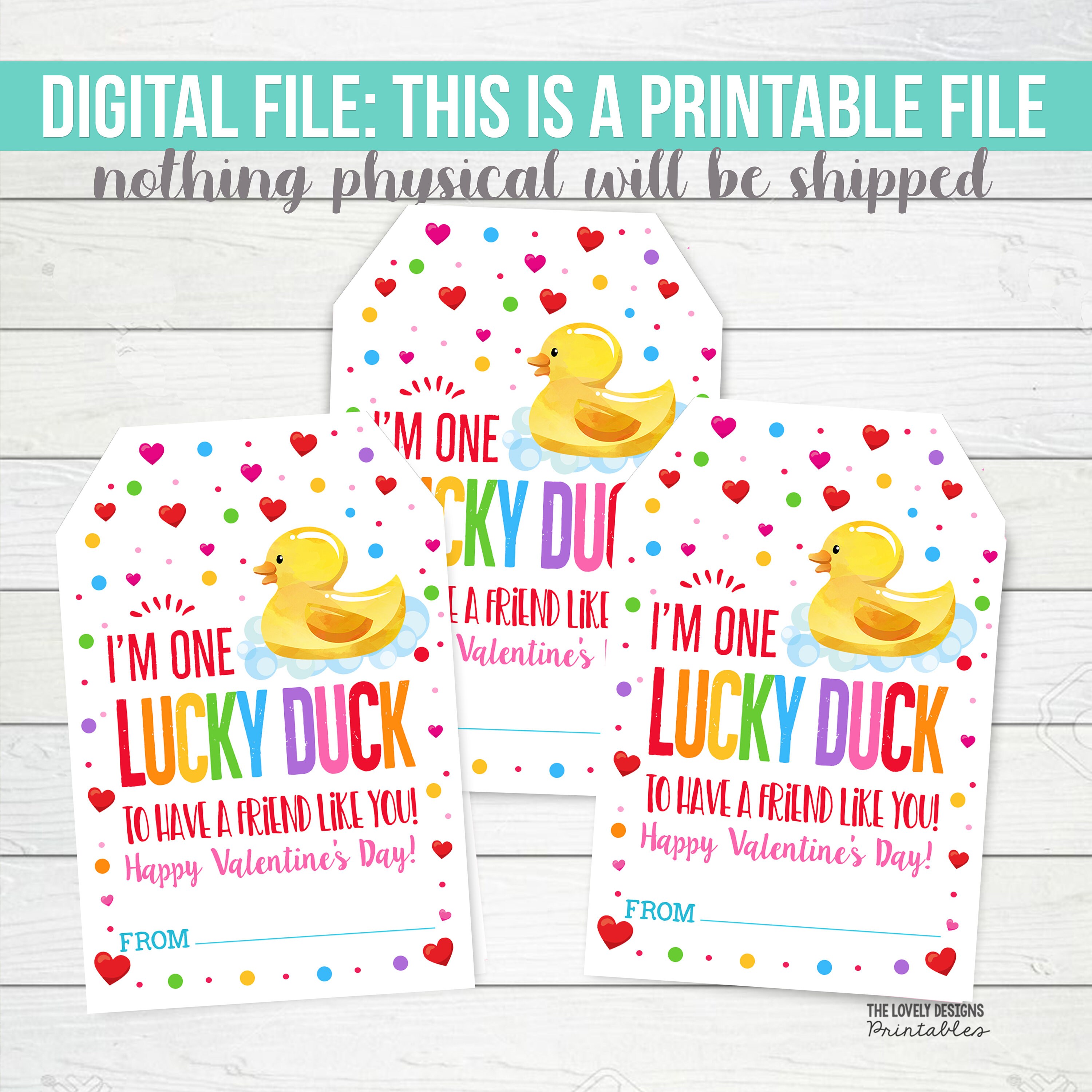 Rubber Duck Valentine's Day Gift Tags Valentine Lucky Duck Tag ...