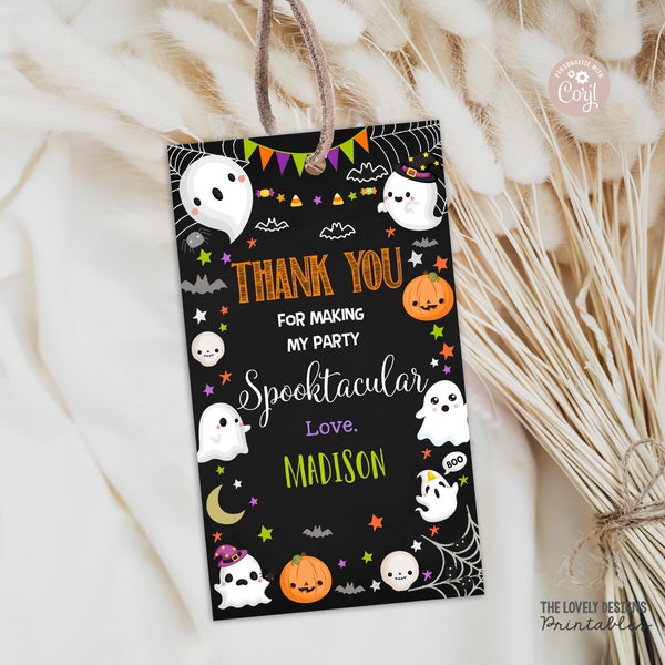 EDITABLE Halloween Favor Tag Halloween Birthday Chalkboard Tag Spooky Cute Ghost Spooktacular Party Trick or Treat PRINTABLE DOWNLOAD CG1