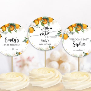 EDITABLE Little Cutie Cupcake Toppers Little Cutie Baby Shower Orange Clementine A Little Cutie on the Way Circles Decor PRINTABLE DOWNLOAD