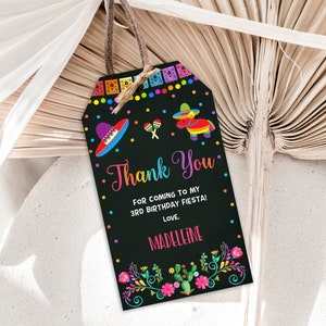 Editable Piñata Fiesta Favor Tags: Girl Birthday, Thank You (Printable Download)