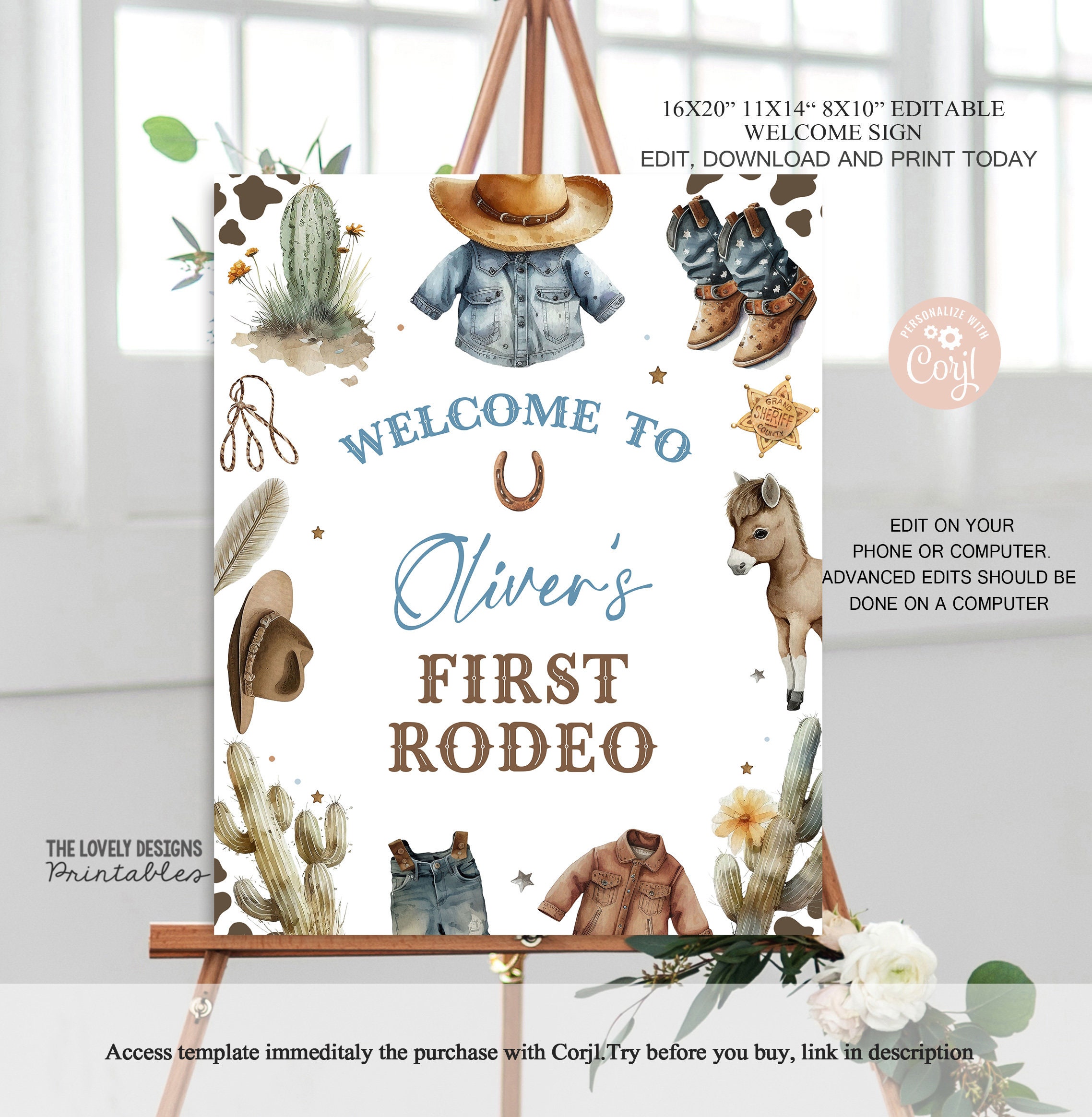 Cowboy Rodeo Birthday Welcome Sign Country Western Wild West Horse ...