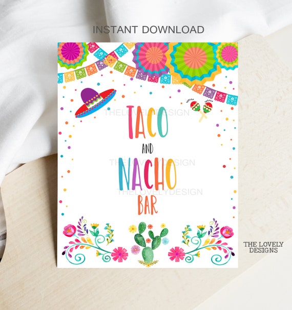 Fiesta Taco and Nacho Bar Sign Fiesta Party Sign Mexican - Etsy