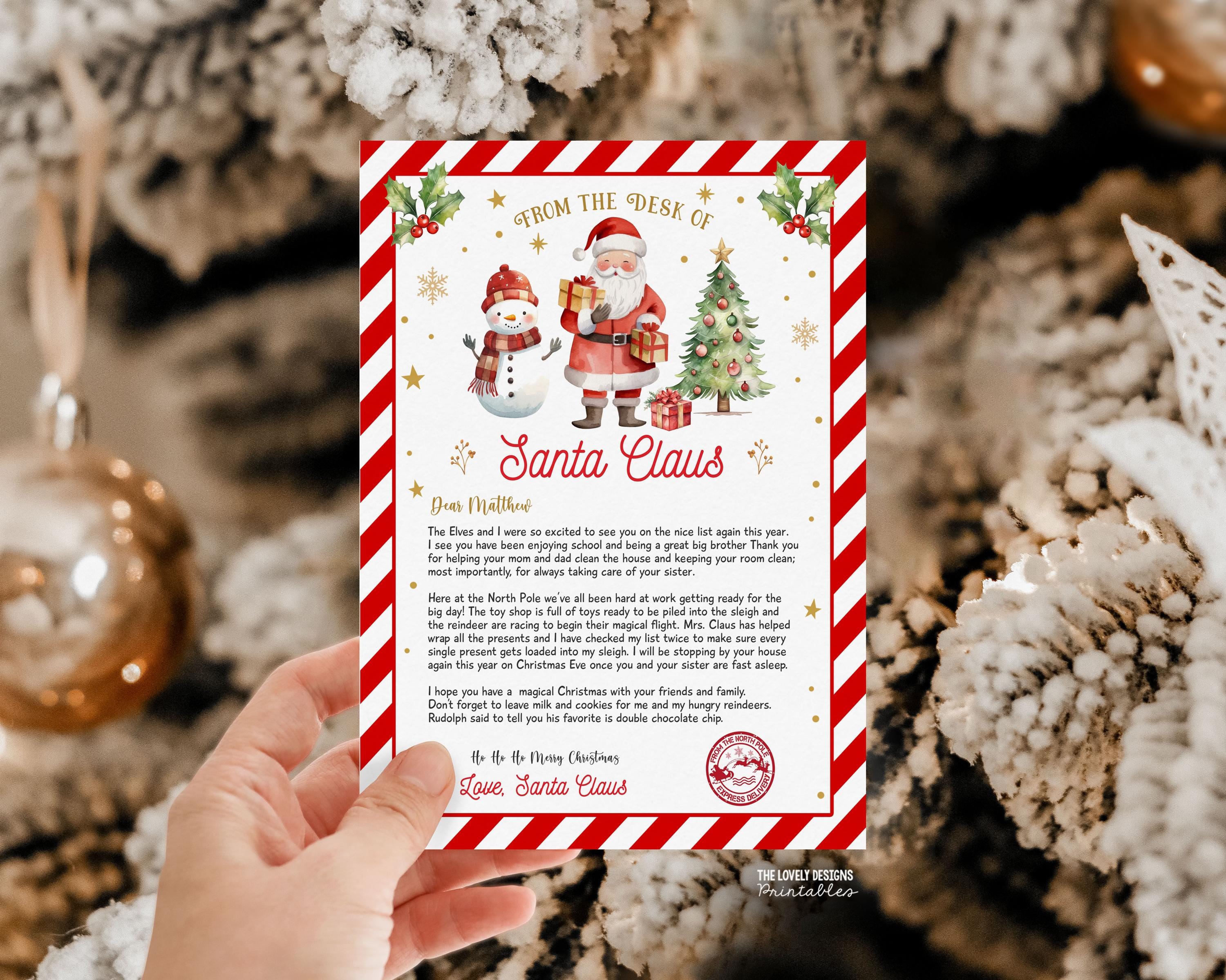 Editable Official Letter From Santa Claus and Nice List Certificate ...