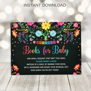Fiesta Books for Baby Insert Card Fiesta Baby Shower Bring a Book Card Chalkboard Fiesta Mexican Cactus Cinco de Mayo DIY INSTANT DOWNLOAD