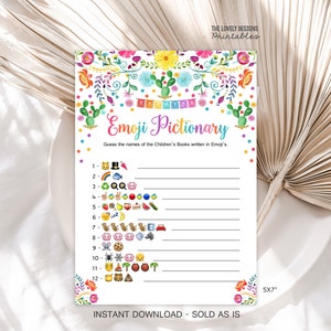 Fiesta Emoji Pictionary Jogo Fiesta Baby Shower Jogo para impressão Cores de cacto mexicano Atividade de chá de bebê Cinco de Mayo DOWNLOAD INSTANTÂNEO