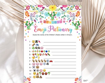 Fiesta Emoji Pictionary Game Fiesta Baby Shower Game Printable Mexican Cactus Colors Baby Shower Activity Cinco de Mayo INSTANT DOWNLOAD