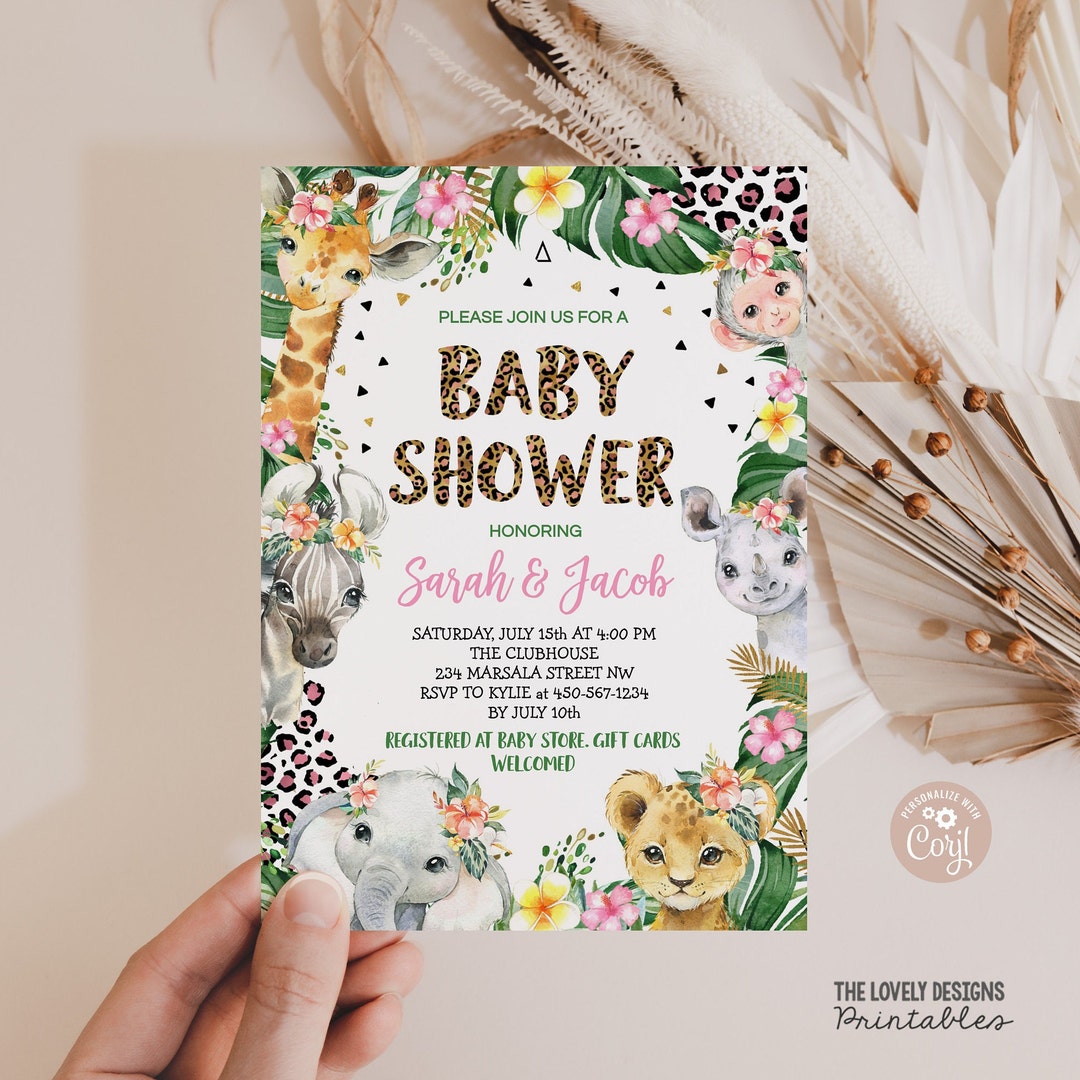 EDITABLE Leopard Print Baby Shower Invitation Girl Leopard Print Wild