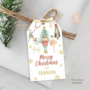 EDITABLE Nutcracker Favor Tag Nutcracker Watercolor Gift Tag Sugar Plum Fairy Nutcracker Ballet Tags Christmas Party PRINTABLE DOWNLOAD