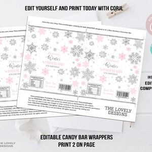 EDITABLE Winter Wonderland Candy Bar Wrappers Winter Birthday Party ...