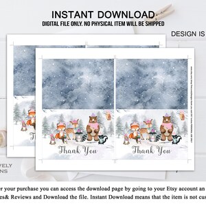 Woodland Folded Thank You Card Printable Woodland Winter Baby Shower ...
