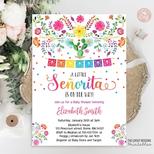 Eine kleine Señorita ist auf ihrem Weg Fiesta Baby Shower EDITIERBARE Einladung Fiesta Mexikanische Cinco de Mayo Party DRUCKBARE DOWNLOAD