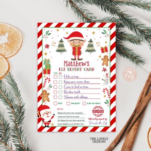 Boleta de calificaciones de elfo EDITABLE Boleta de calificaciones oficial del elfo de Navidad Plantilla de juego de renos de Papá Noel Tarjeta de actividades de elfo para niños DESCARGA IMPRIMIBLE