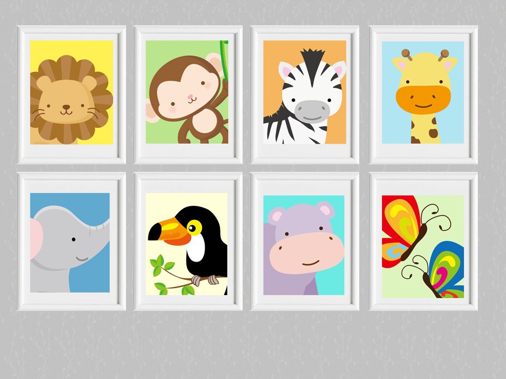 Jungle Nursery Art Set of 8 Little animals Instant Download Etsy