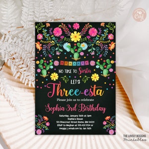Invito Fiesta Invito di compleanno Three-esta MODIFICABILE Invito Fiesta 3° compleanno Lavagna Invito Fiesta Festa messicana STAMPABILE DOWNLOAD