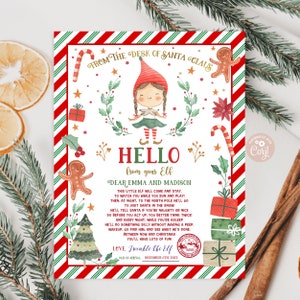 BEWERKBARE elfen eerste aankomst brief eerste keer elfenmeisje brief retour elf brieven kerstfeest kerstman elf ik ben terug PRINTBARE DOWNLOAD