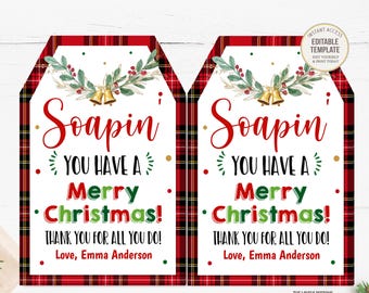 Soapin you have a Merry Christmas Tags Feestdag Zeep Cadeau Waardering Handzeep Leraar Collega School Personeel Uitwisseling Cadeau Geheime kerstman