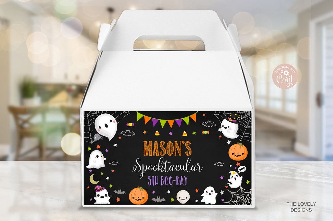 Editable Halloween Gable Box Label Halloween Birthday Chalkboard Treat ...