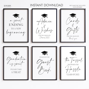 Afstuderen partij tafel borden bundel INSTANT DOWNLOAD Afdrukbare afstuderen borden decor High School College afstuderen partij Buffet teken