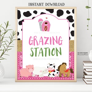 Farm Girl Grazing Station Sign: Barnyard Birthday Decor (Digital Download)