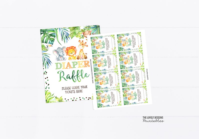 Jungle Diaper Raffle Sign and Tickets Jungle Gold Baby | Etsy