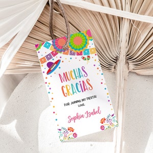 EDITABLE Fiesta Muchas Gracias Gift Tag Fiesta Birthday Favor Tag Mexican Flag Colors Thank You Tag Cinco de Mayo PRINTABLE DOWNLOAD FFC7
