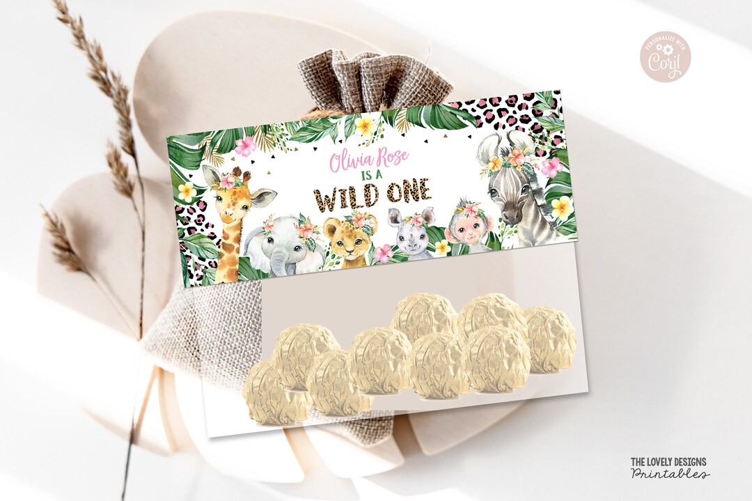 EDITABLE Wild One Treat Bag Topper Leopard Print 1st Birthday Etsy