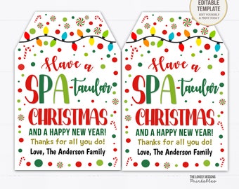 Spa-Tacular Holiday Season Gift Tag Christmas Gift Tag Spa Beauty Appreciation Favor Tags Co-worker Teacher Staff Nurse School pto pta