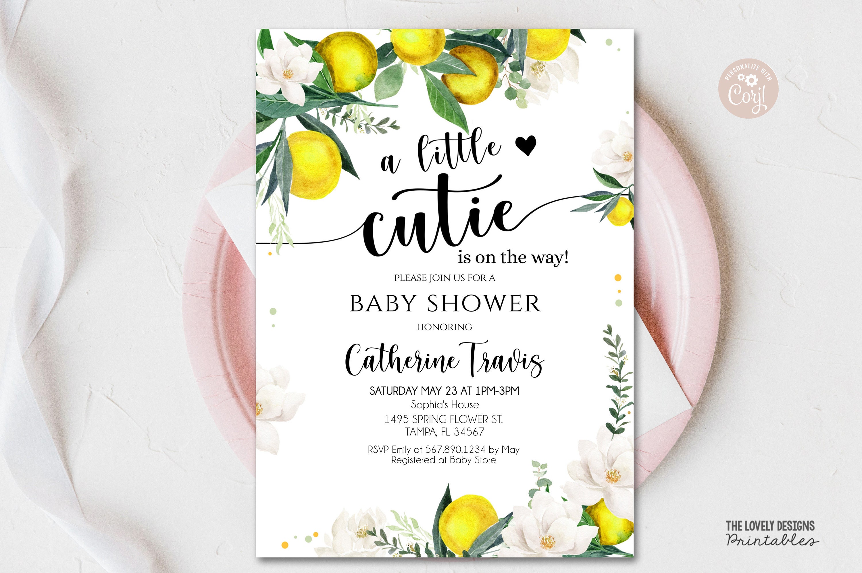 EDITABLE Lemon Baby Shower Invitation Citrus Lemon Gender - Etsy UK