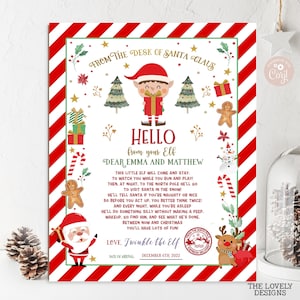 BEWERKBARE brief eerste aankomst eerste keer elf aankomst brief retour elf brieven kerstman rendier ik ben terug PRINTBAAR DOWNLOAD