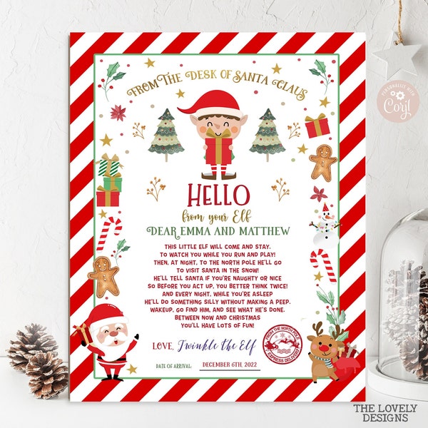 EDITABLE First Arrival Letter First Time Elf Arrival Letter Return Elf Letters Santa's Reindeer Christmas Elf I'm Back PRINTABLE DOWNLOAD